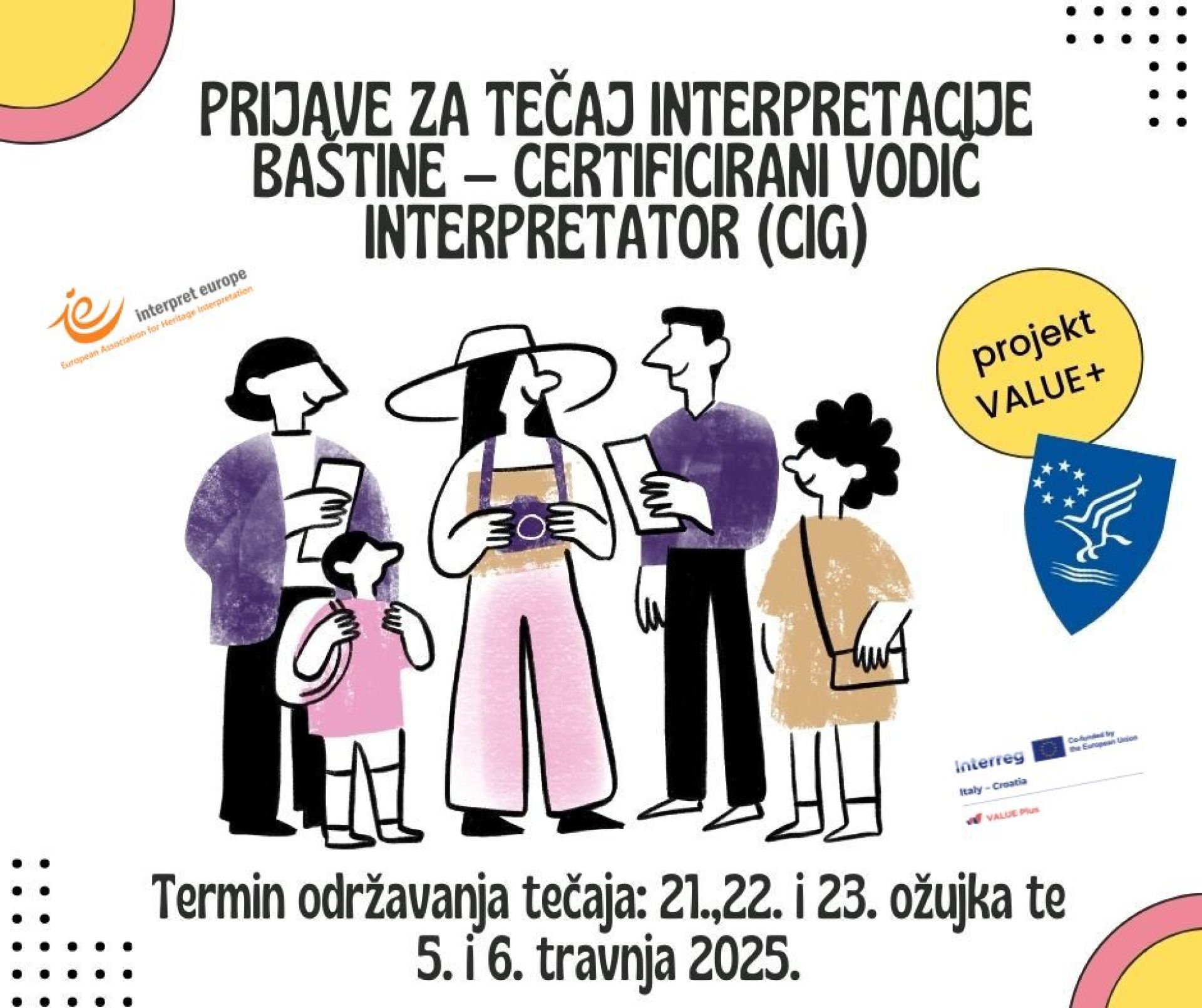 Prijave za tečaj interpretacije baštine – certificirani vodič interpretator (CIG)